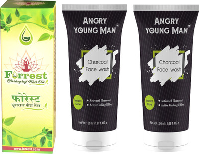 

Angry Young Man Activated Charcoal Face Wash (2 x 50 Gm) & Forrest Bhringraj Hair Oil (100 ML)(Set of 3)