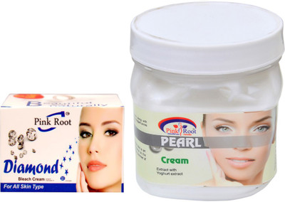 

Pink Root PEARL CREAM 500GM WITH DIAMOND BLEACH 50GM(Set of 2)
