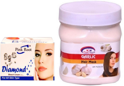 

Pink Root GARLIC MASK 500GM WITH DIAMOND BLEACH 50GM(Set of 2)