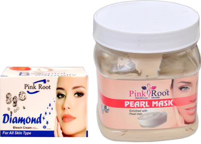 

Pink Root PEARL MASK 500GM WITH DIAMOND BLEACH 50GM(Set of 2)