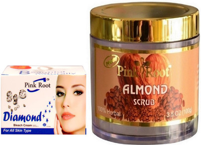 

Pink Root ALMOND SCRUB 100GM WITH DIAMOND BLEACH 50GM(Set of 2)