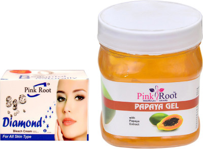 

Pink Root PAPAYA GEL 500GM WITH DIAMOND BLEACH 50GM(Set of 2)