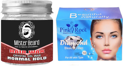 

Pink Root Diamond Bleach 250gm WITH Mister Beard Hair Wax Normal Hold 100gm(Set of 2)