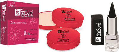

Forsure Combo of Smudge Free Platinium Kajal Stick and Compact Powder Xclusive 12 Hour Stay(Set of 2)