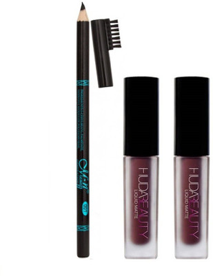

Huda Beauty Liquid Mattee LIQUID MATTE LIPSTICK WITH WATERPROOF EYE BROW PENCIL(Set of 3)