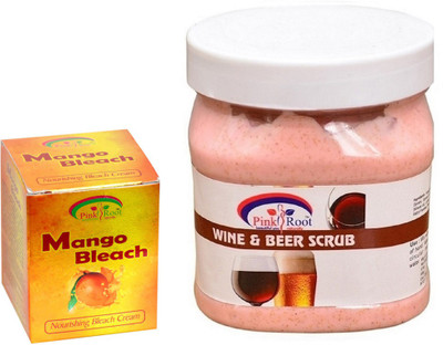 

Pink Root WINE & BEER SCRUB 500GM WITH MANGO BLEACH 50GM(Set of 2)