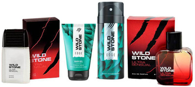 

Wild Stone Edge Deodorant, Hair Gel 100ML, Ultra Sensual Perfume 100ML, Aftershave Lotion 100ML(Set of 5)