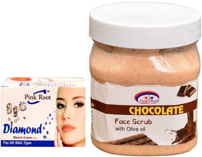 

Pink Root CHOCOLATE SCRUB 500GM WITH DIAMOND BLEACH 50GM(Set of 2)