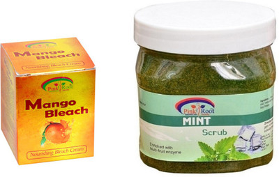 

Pink Root MINT GEL SCRUB 500GM WITH MANGO BLEACH 50GM(Set of 2)