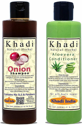 

Khadi Natural Herbal Onion Shampoo and Aloevera Hair Conditioner Combo Pack(Set of 2)