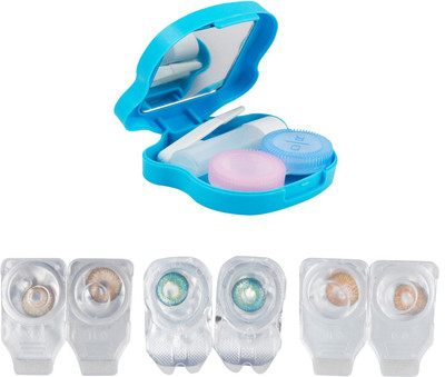 

Optify Zero Power Combo Pack Monthly Color Contact Lens With Solution and Travel Kit Monthly Contact Lens(0, Brown_Green Turquoise_Honey, Pack of 3)