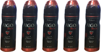 

Al Nuaim FIGO BLACK (PACK OF 5) Body Spray - For Men & Women(200 ml, Pack of 5)