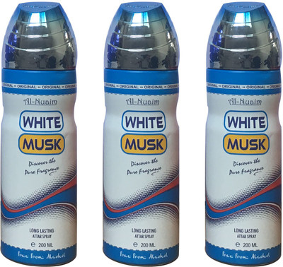 

Al Nuaim WHITE MUSK (PACK OF 3) Body Spray - For Men & Women(200 ml, Pack of 3)