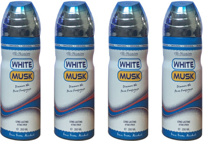 

Al Nuaim WHITE MUSK (PACK OF 4) Body Spray - For Men & Women(200 ml, Pack of 4)