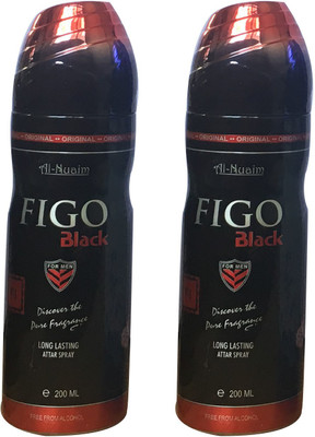 

Al Nuaim FIGO BLACK (PACK OF 2) Body Spray - For Men & Women(200 ml, Pack of 2)