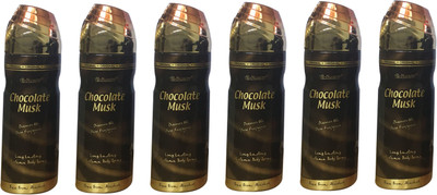 

Al Nuaim CHOCOLATE MUSK (PACK OF 6) Body Spray - For Men & Women(200 ml, Pack of 6)