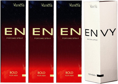 

Envy Bold 60ml 3 pcs. & Women 60ml 1 pc. Pack of 4 Perfume Body Spray - For Men & Women(240 ml, Pack of 4)