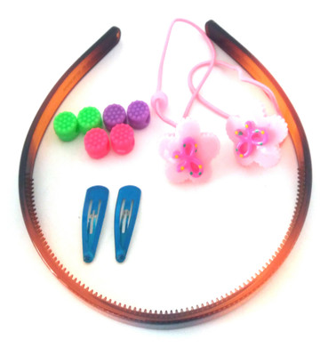 

POCKETFRIENDIES RR HAIR BAND,TIC TAC CLIP,SMALL HAIR CLAW AND 2 FLOWER SHAPE RUBBER BAND Hair Accessory Set(Multicolor)