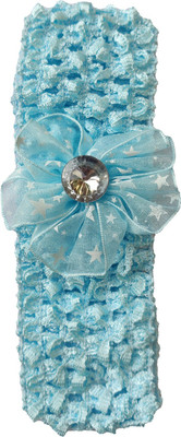 

Wishkaro Crochet Style Net Flower Elastic Baby Girl's Hair Band, Head Band(Blue)
