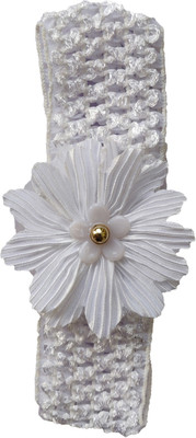 

Wishkaro Crochet Style Satin Flower Elastic Baby Girl's Hair Band, Head Band(White)