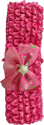 

Wishkaro Crochet Style Lace and Bowknot Design Elastic Baby Girl's Hair Band, Head Band(Pink)