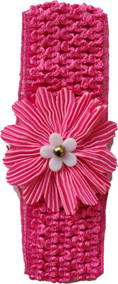 

Wishkaro Crochet Style Satin Flower Elastic Baby Girl's Hair Band, Head Band(Pink)