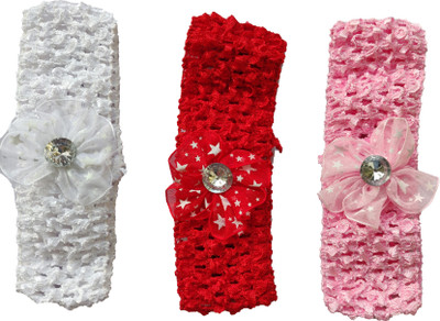 

Wishkaro Crochet Style Net Flower Elastic Baby Girl's Hair Band, Head Band(Multicolor)