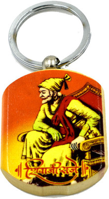 faynci Chatrapati Shivaji Maharaj Printed Multicolor Wooden Key Chain for Shiv Premi Key Chain