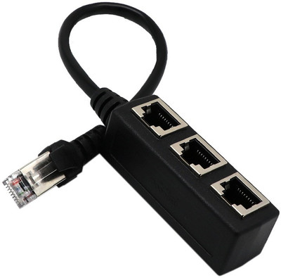 

xuba 1 to 3 Socket LAN Ethernet Network RJ45 Plug Splitter Extender Adapter Connector Lan Adapter(100 Mbps)