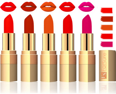

Forsure Extra Soft & Smooth Velvet Matte Lip Color Combo(Hot Red, Maroon, Mauve, Fast Red, Pink)