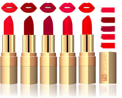 

Forsure Extra Soft & Smooth Velvet Matte Lip Color Combo(Red,Maroon,Plum,Sweet Red,Romantic Red)