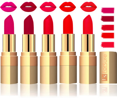 

Forsure Extra Soft & Smooth Velvet Matte Lip Color Combo(Purple, Sweet Red, Romantic Red, Red, Peach)