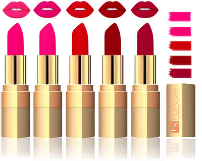 

Forsure Extra Soft & Smooth Velvet Matte Lip Color Combo(Peach,Pink,Soft Red,Maroon,Plum)