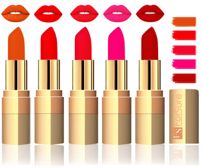 

Forsure Extra Soft & Smooth Velvet Matte Lip Color Combo(Sweet Red, Red, Peach, Coffee, Brown)