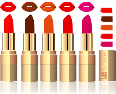 

Forsure Extra Soft & Smooth Velvet Matte Lip Color Combo(Hot Red, Light Brown, Sweet Red, Purple, Chocalate)