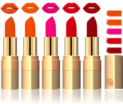 

Forsure Extra Soft & Smooth Velvet Matte Lip Color Combo(Light Brown, Red, Peach, Coffee, Brown)