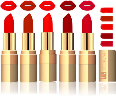 

Forsure Extra Soft & Smooth Velvet Matte Lip Color Combo(Sweet Red, Hot Red, Maroon, Mauve, Fast Red)