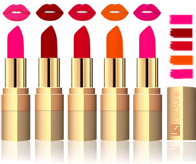 

Forsure Extra Soft & Smooth Velvet Matte Lip Color Combo(Peach,Maroon,Mauve,Fast Red,Pink)