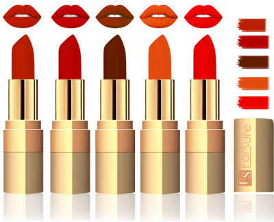 

Forsure Extra Soft & Smooth Velvet Matte Lip Color Combo(Chocalate, Hot Red, Maroon, Mauve, Fast Red)