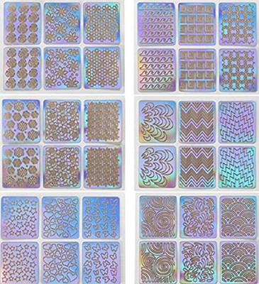 

Futurekart Nail Art Self-Adhesive Stencil Stickers Set Waterproof Salon Nail Stamping Printing Image Stamps Guides Decoration Manicure Tool 24 in 1 setmulticolor(Multi)