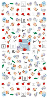 

SENECIO® Love You More Diamond Valentine Rose Floral Nail Art Manicure Decals Water Transfer Stickers 1 Sheet Size:12.5X6cm(Multicolor)