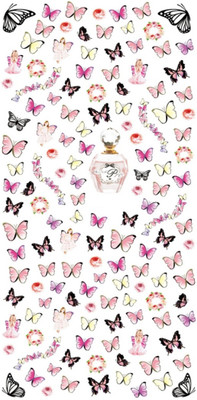 

SENECIO® Pink Black Butterflies Nail Art Manicure Decals Water Transfer Stickers 1 Sheet Size:12.5X6cm(Multicolor)