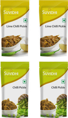 

Suvidhi 2 Lime Chilli Pickle & 2 Chilli Pickle Lime, Green Chilli Pickle(200 g, Pack of4)