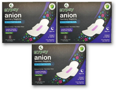 

Gypsy Anion Biodegradable Anti Bacterial Sanitary Napkins XL Size-280mm / Set of 3 Packs Sanitary Pad(Pack of 3)