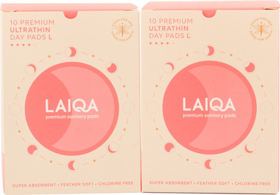 

LAIQA Premium Sanitary Napkins Ultrathin Day Pads L 10 Pads 290mm - 2 Box Sanitary Pad(Pack of 20)