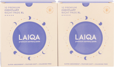 

LAIQA Premium Sanitary Napkins Cosyfluff Night Pads XL 10 Pads 315mm - 2 Box Sanitary Pad(Pack of 20)