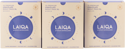 

LAIQA Premium Sanitary Napkins Cosyfluff Night Pads XL 10 Pads 315mm - 3 BOX Sanitary Pad(Pack of 30)