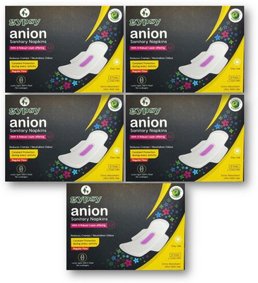 

Gypsy Anion Biodegradable Anti Bacterial Sanitary Napkins L Size-240mm / Set of 5 Packs Sanitary Pad(Pack of 5)