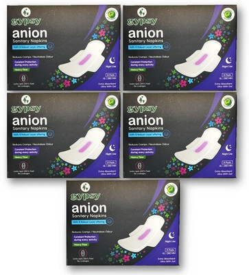 

Gypsy Anion Biodegradable Anti Bacterial Sanitary Napkins XL Size-280mm / Set of 5 Packs Sanitary Pad(Pack of 5)