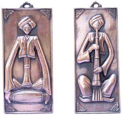Apkamart Handcrafted Musician Wall Hanging Set of 2 - 15 Inch for Wall Decor and Gifts Decorative Showpiece  -  38 cm(Aluminium, Gold)